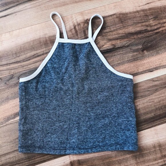 Zara salt & pepper speckled cropped racerback halter cami tank top - Picture 4 of 4